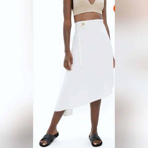 NWT 1 PEOPLE Mallorca Asymmetric Skirt White Dove ( Size: L)